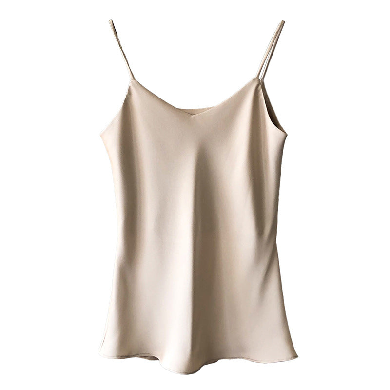 Damen elegantes Camisole-Top mit feinem Satinmaterial und verstellbaren Spaghetti-Trägern Drune