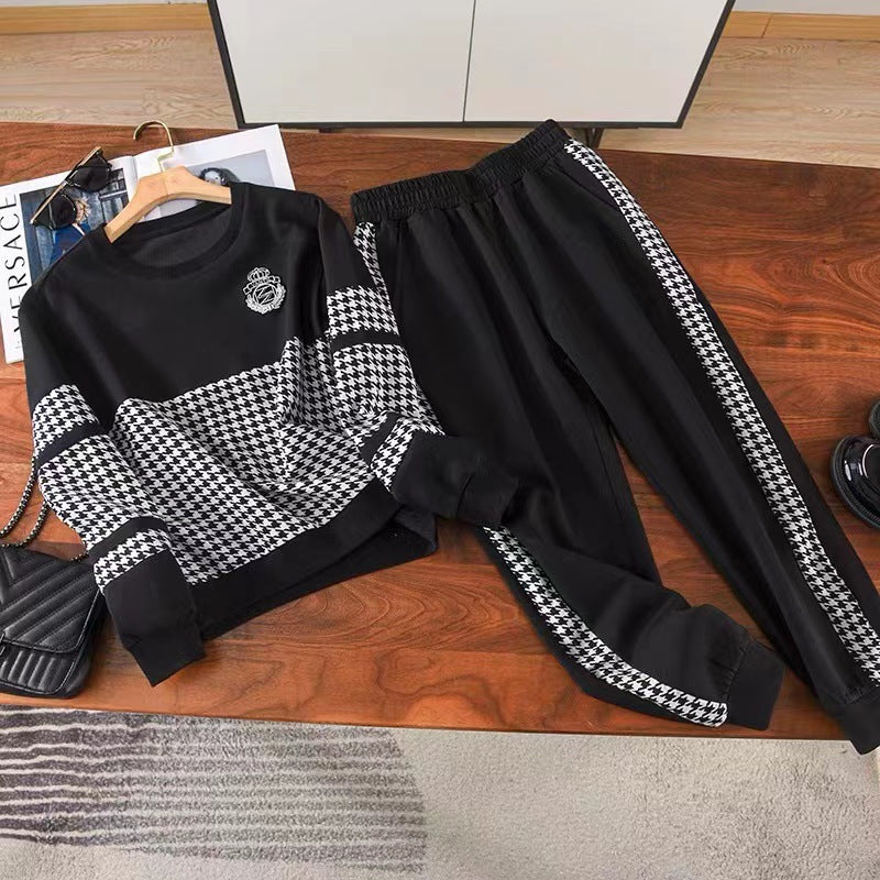 Damen modisches Sweat-Set mit karierter Struktur und lässigem Schnitt Drune