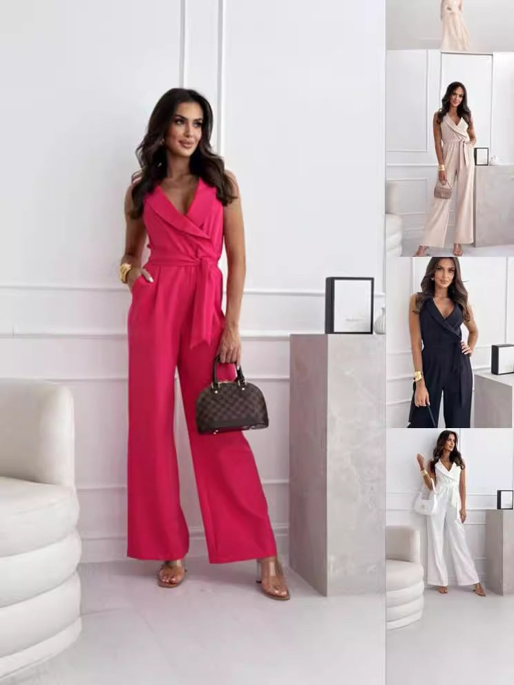 Damen Jumpsuit mit tailliertem Schnitt und Wickeldesign Drune