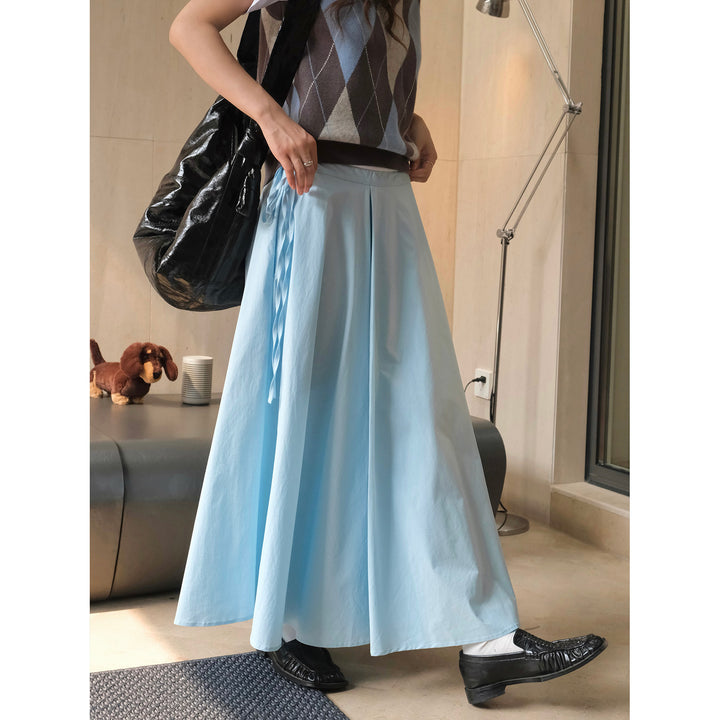 Damen Weicher High‑Waist Maxirock mit Tunnelzug, weitem Fall und fließender Volant‑Silhouette Drune