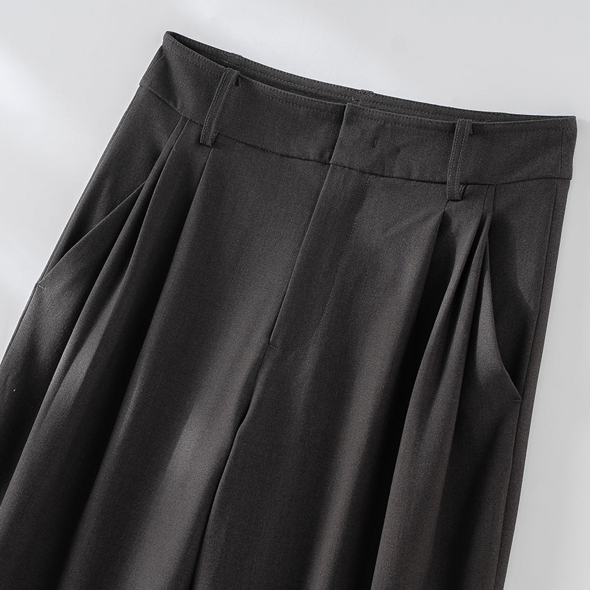 Damen Hochtaillierte Palazzo-Stoffhose mit Bundfalten, Eingrifftaschen und klarer Bügelfalte Drune
