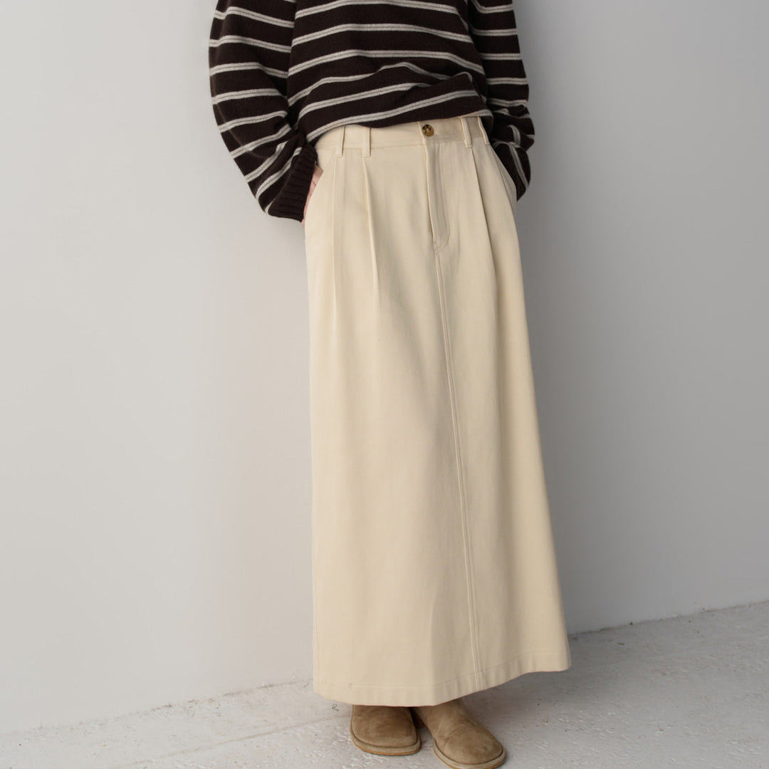 Damen eleganter und hoch taillierter Maxirock mit Falten Drune