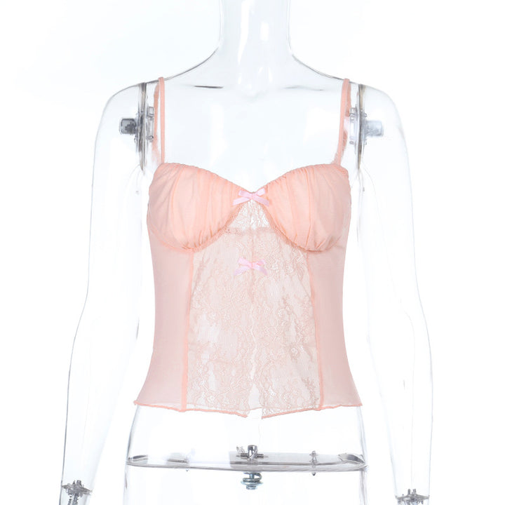 Damen Spitzen-Camisole mit Dekorativen Schleifendetails Drune