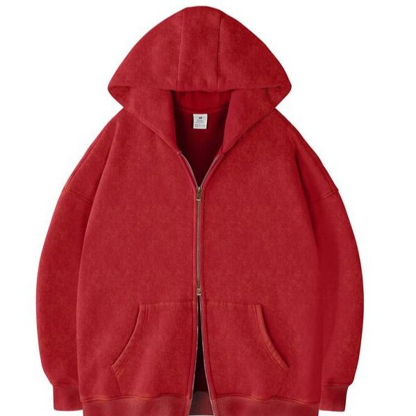 Unisex Oversized Kapuzenjacke mit Doppelreißverschluss und Kängurutaschen Drune