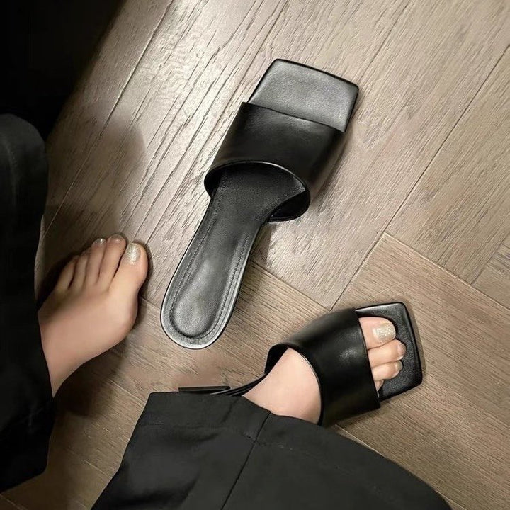 Damen Offene Mules mit elegantem Metallic-Obermaterial und komfortablem Blockabsatz Drune