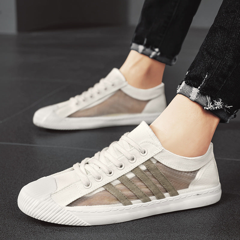 Herren atmungsaktive Low-Top Sneaker mit transparenten Mesh-Einsätzen Drune