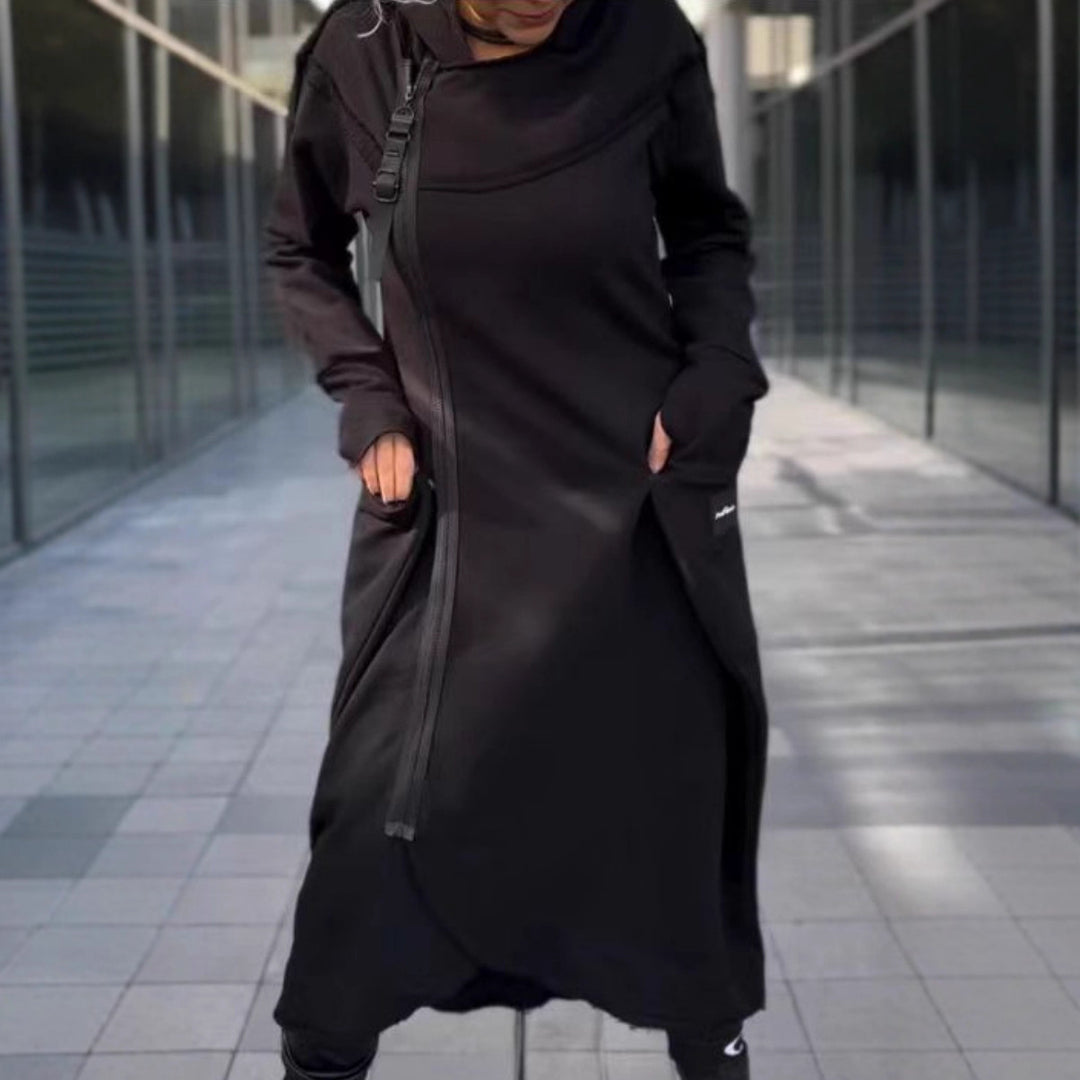 Damen Urbanes Kapuzenkleid mit praktischen Taschen Drune