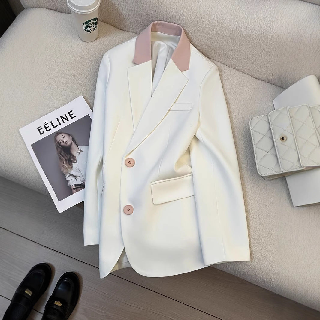 Damen modischer Blazer mit kontrastierendem Kragen Drune