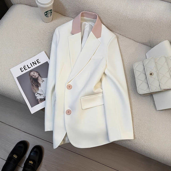 Damen modischer Blazer mit kontrastierendem Kragen Drune