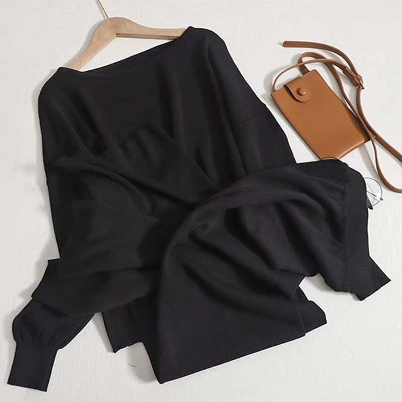 Damen lässiges Strickanzug-Set mit weitem Schnitt und modischen Details Drune