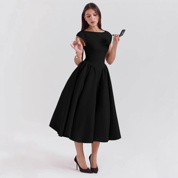Damen Midi-Kleid mit elegantem A-Linien Schnitt und schickem Quadrat-Ausschnitt Drune