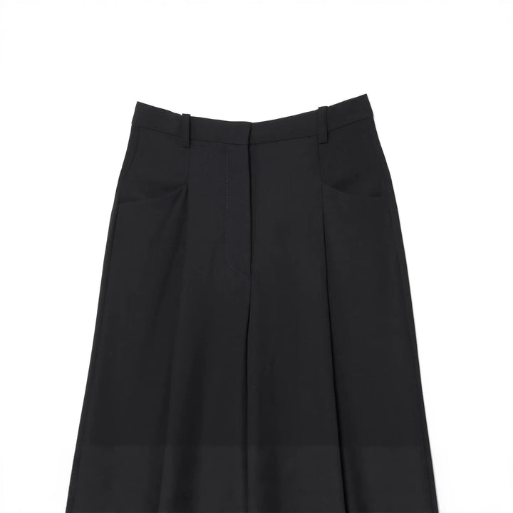 Damen Hochtaillierte Culotte-Hose mit weitem Bein und Bügelfalte Drune