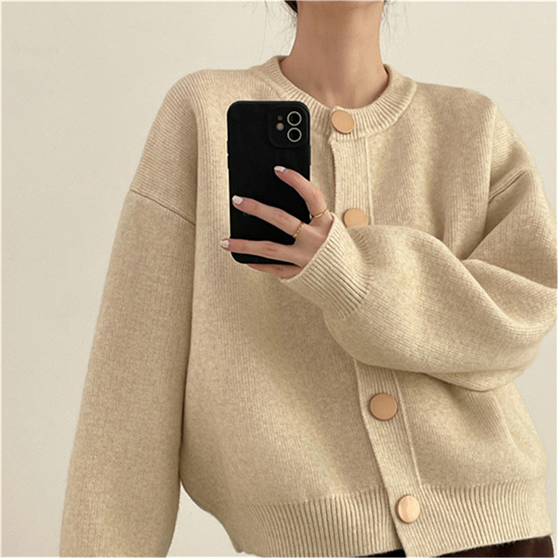 Damen Strickjacke mit großen Knopfdetails und lässigem Schnitt Drune