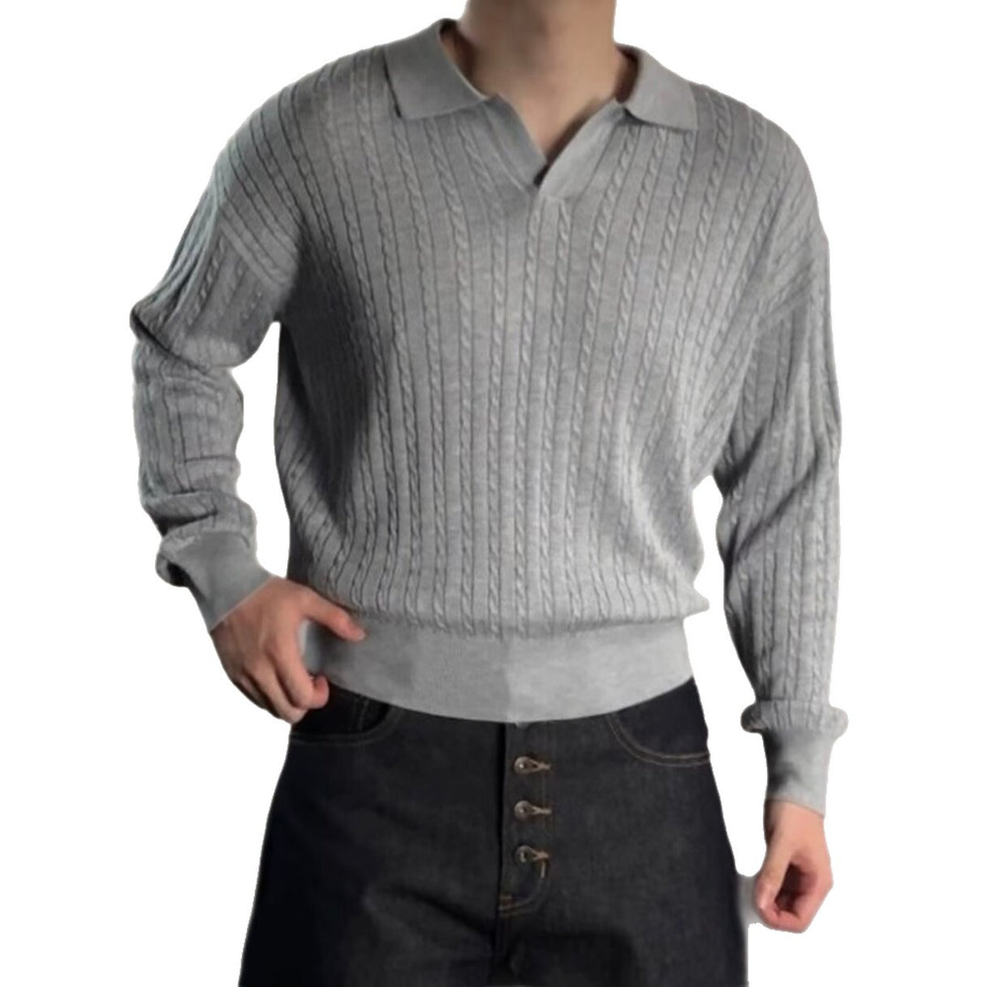 Herren Modischer Strickpullover mit V-Ausschnitt Drune