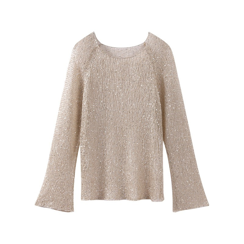 Damen lässiger Knit-Pullover mit transparentem Design Drune