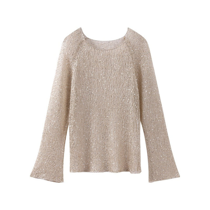 Damen lässiger Knit-Pullover mit transparentem Design Drune