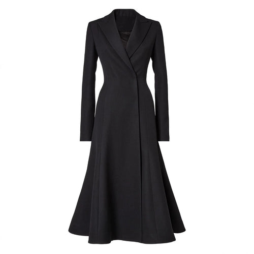 Damen taillierter Longblazer‑Mantel mit ausgestelltem Rockteil Drune