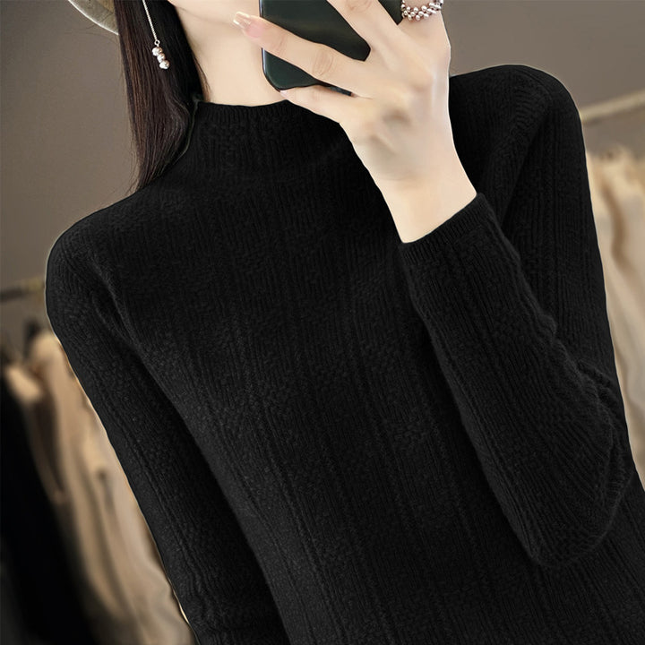 Damen Strukturierter Mockneck-Pullover aus kaschmirähnlicher Wollmischung Drune