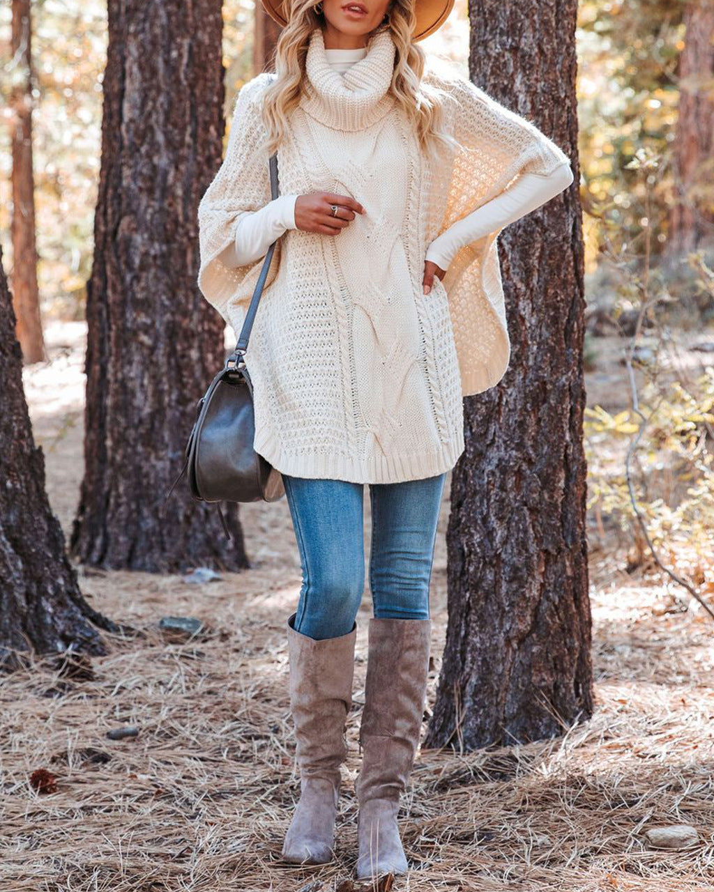 Damen Strickpullover im Poncho-Stil Drune
