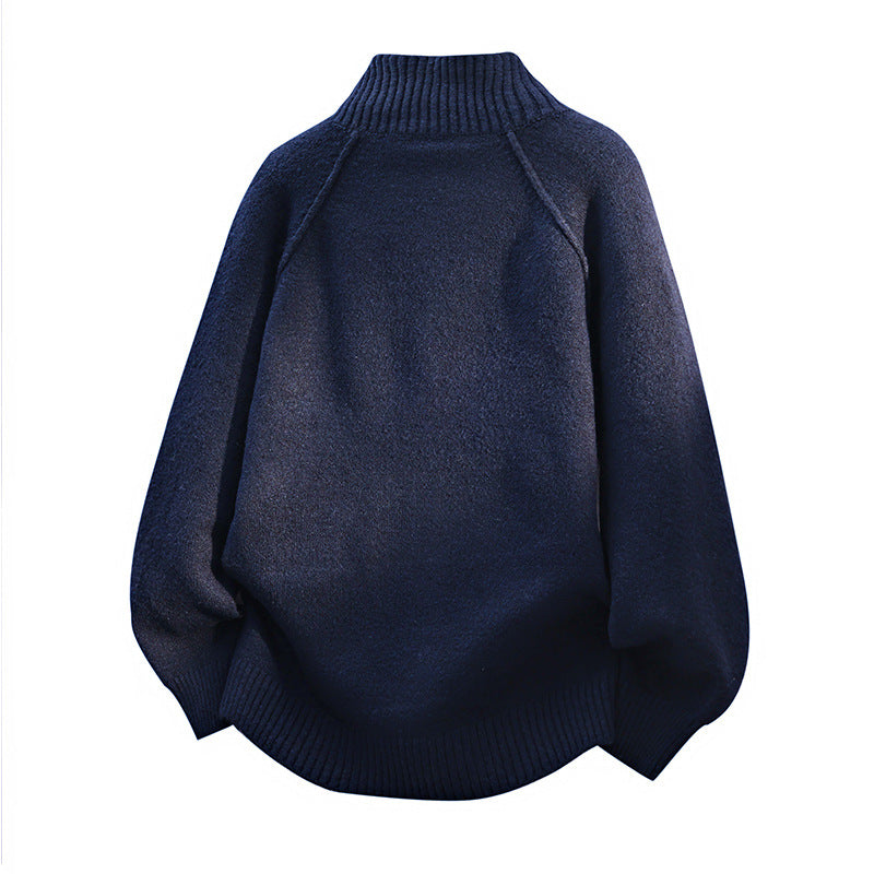 Herren Grobgestrickter Oversize-Cardigan mit hohem Rippenkragen & aufgesetzten Taschen Drune