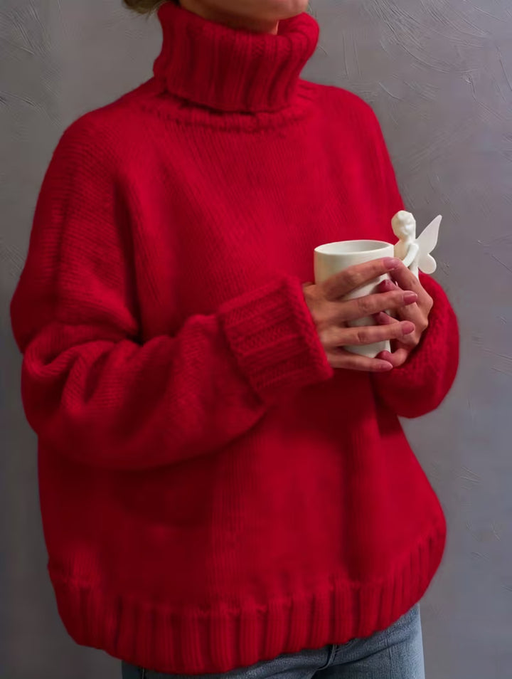 Damen Oversize-Rollkragenpullover im Fluffy-Mix mit breiten gerippten Bündchen Drune