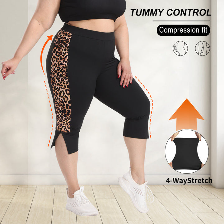 Damen Sculpting-Capri-Leggings mit hohem Taillenbund, Bauchkontrolle und seitlichen Einschubtaschen Drune