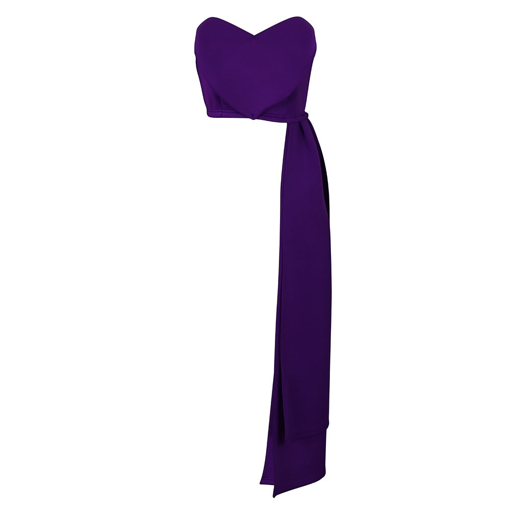Damen Bandeau-Oberteil mit eleganter Satin-Schleife Drune