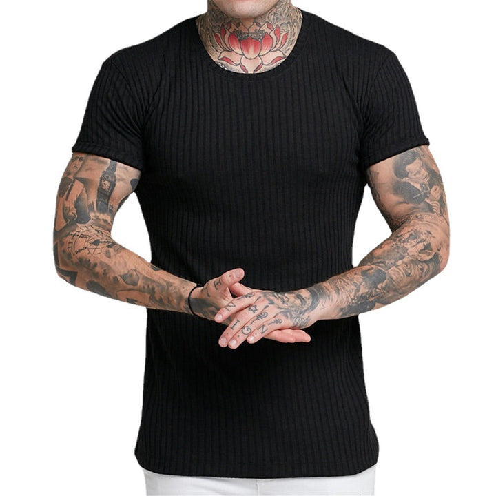 Herren figurbetontes Kurzarmshirt mit Rippstruktur Drune