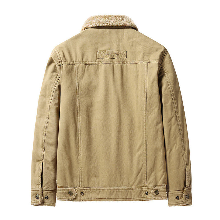 Herren gefütterte Canvas‑Blousonjacke mit vollem Sherpa‑Innenfutter und Pattentaschen Drune