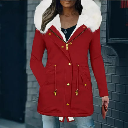 Damen gefütterte Winterjacke mit abnehmbarer Kapuze Drune