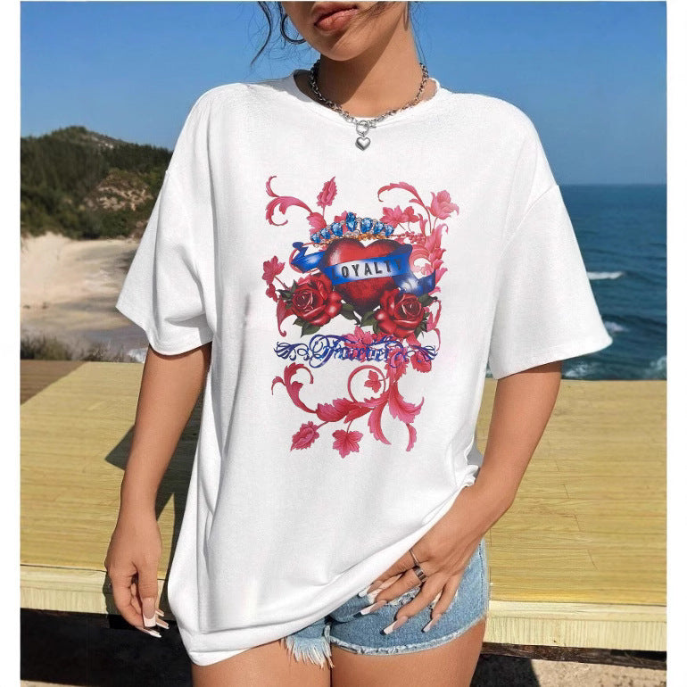 Damen T-Shirt mit kreativem Katzenmotiv und verspielter Schleife Drune
