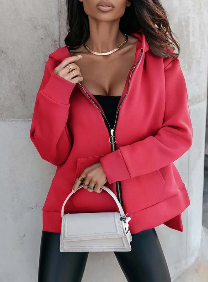 Damen Sportliche Zip-Hoodiejacke mit geräumigen Taschen Drune