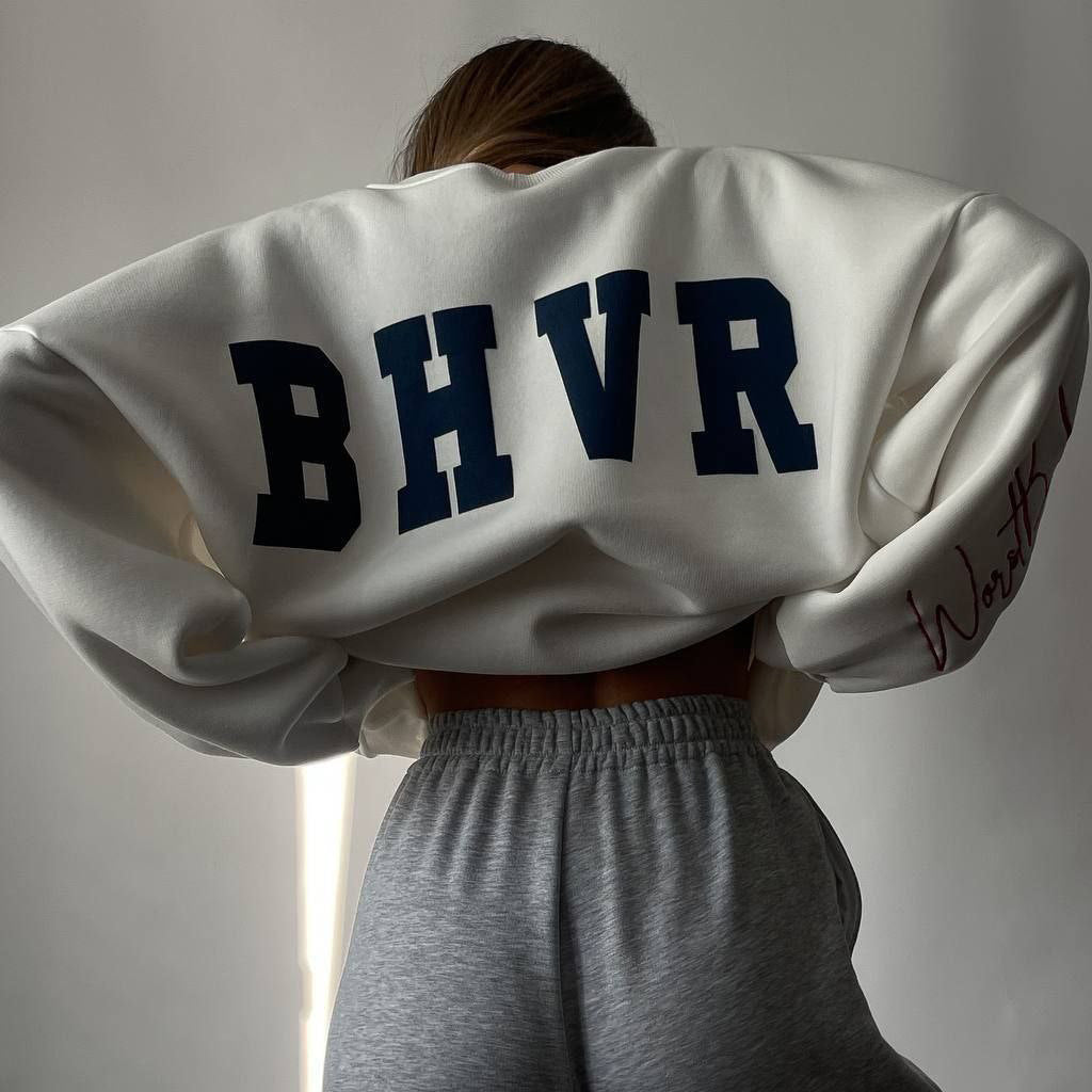 Damen Oversized Sweatshirt mit kreativem Retro-Druck Drune