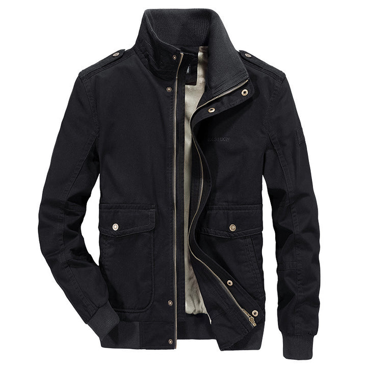 Herren Vintage-Canvas-Blouson mit hochschließendem Stehkragen und aufgesetzten Klappentaschen Drune