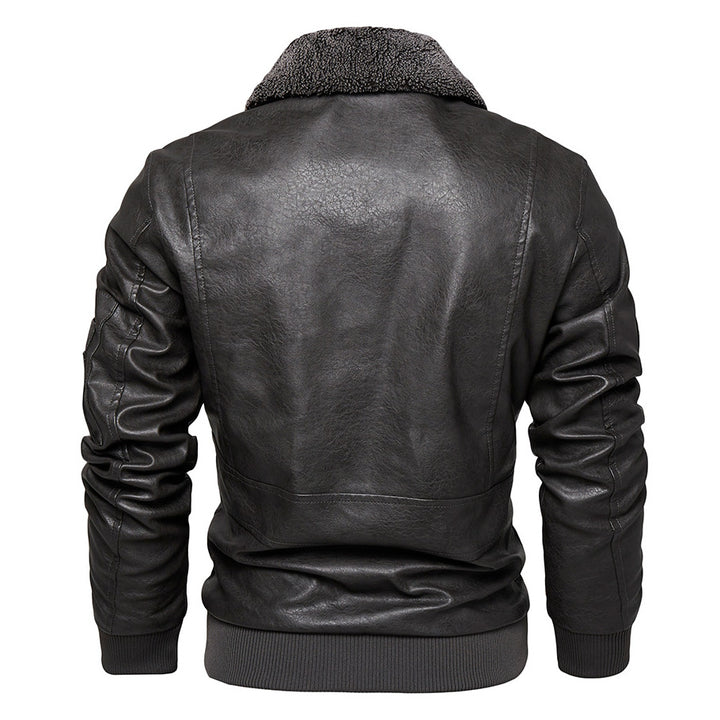 Herren Kunstlederjacke mit gefüttertem Kragen Drune