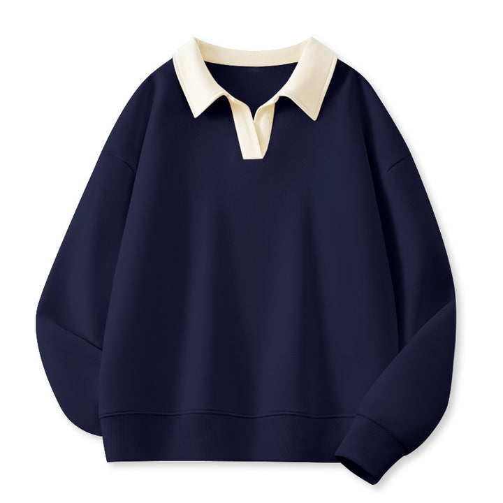 Damen Stilvolles V-Ausschnitt Fleece Pullover Sweatshirt Drune