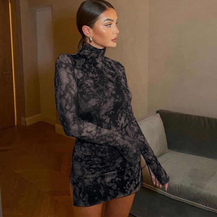 Damen Figurumspielendes Minikleid mit Spitzeneinsätzen und hohem Schlitz Drune