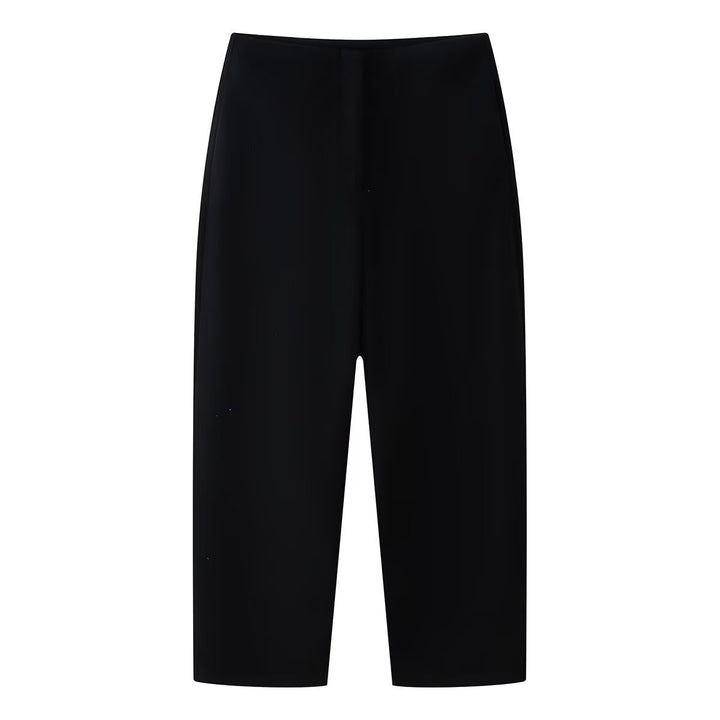 Damen Weite Cropped-Hose mit hoher Taille und elastischem Bund Drune