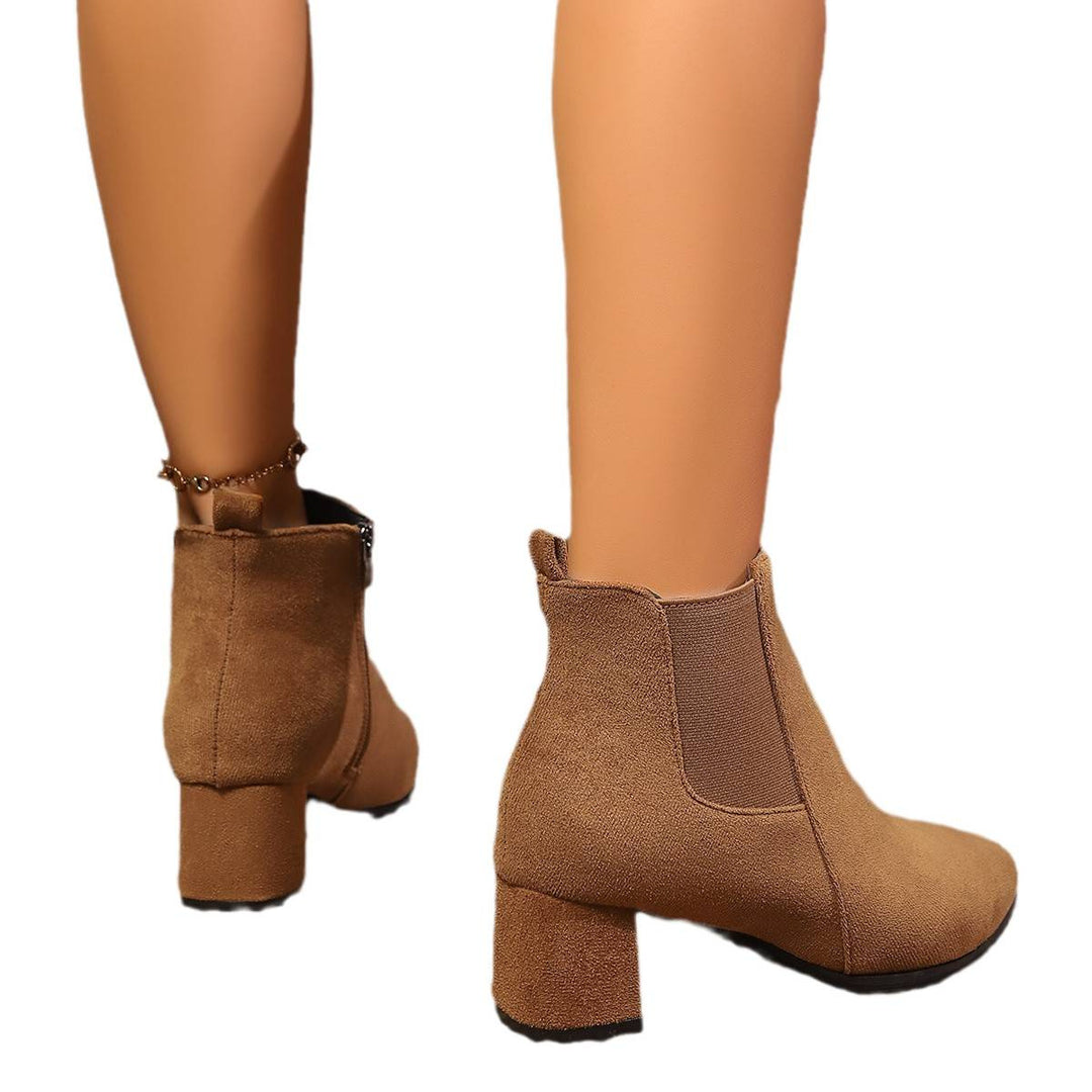 Damen Elegante Kurzstiefeletten mit Blockabsatz Drune