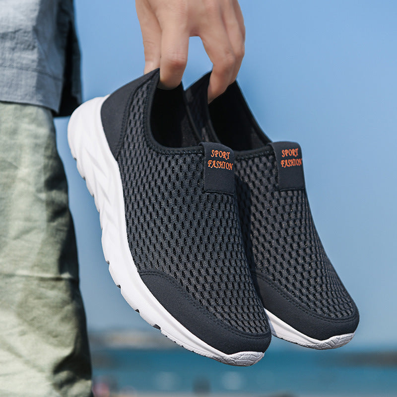 Herren leichte Slip-On Laufsneaker mit nahtlosem Maschenoberteil und stoßdämpfender Wellen-EVA-Sohle Drune