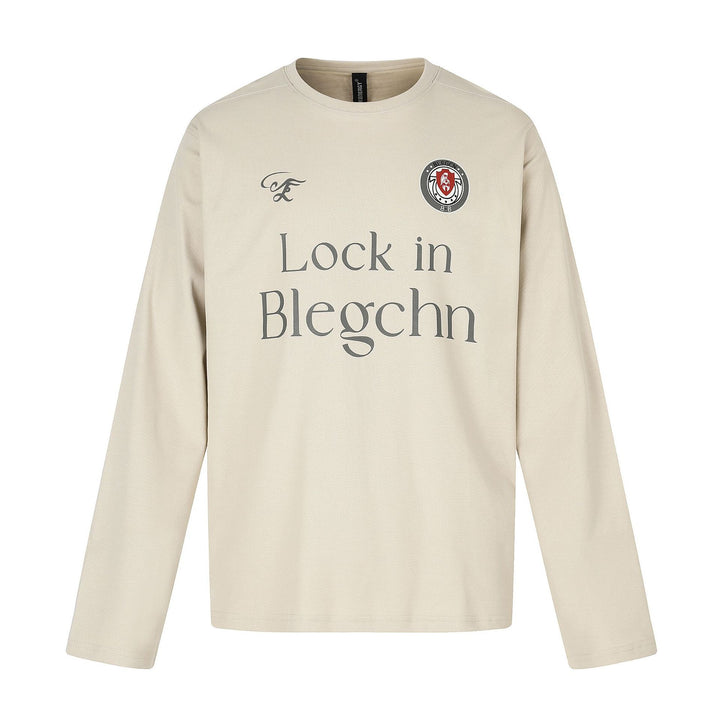 Unisex Rundhals-Sweatshirt mit großflächigem Typo-Print und gesticktem Emblem Drune