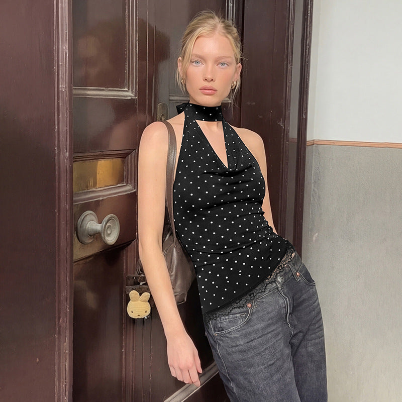 Damen Figurnahes Haltertop mit verspieltem Punktedesign Drune