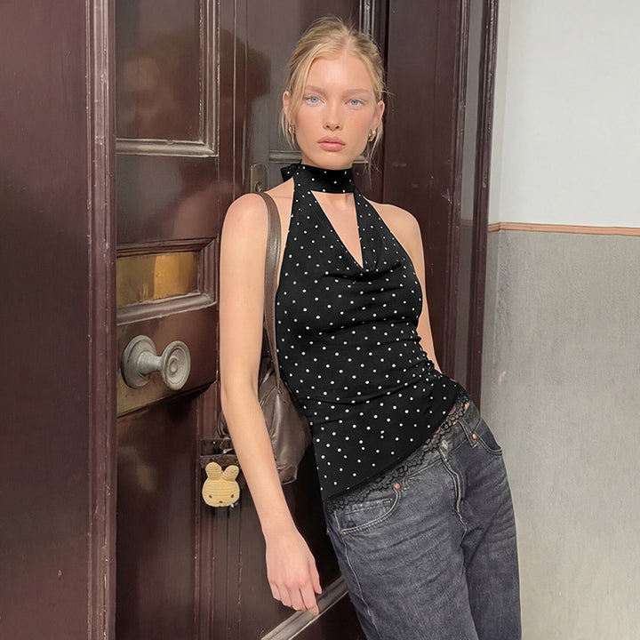 Damen Figurnahes Haltertop mit verspieltem Punktedesign Drune