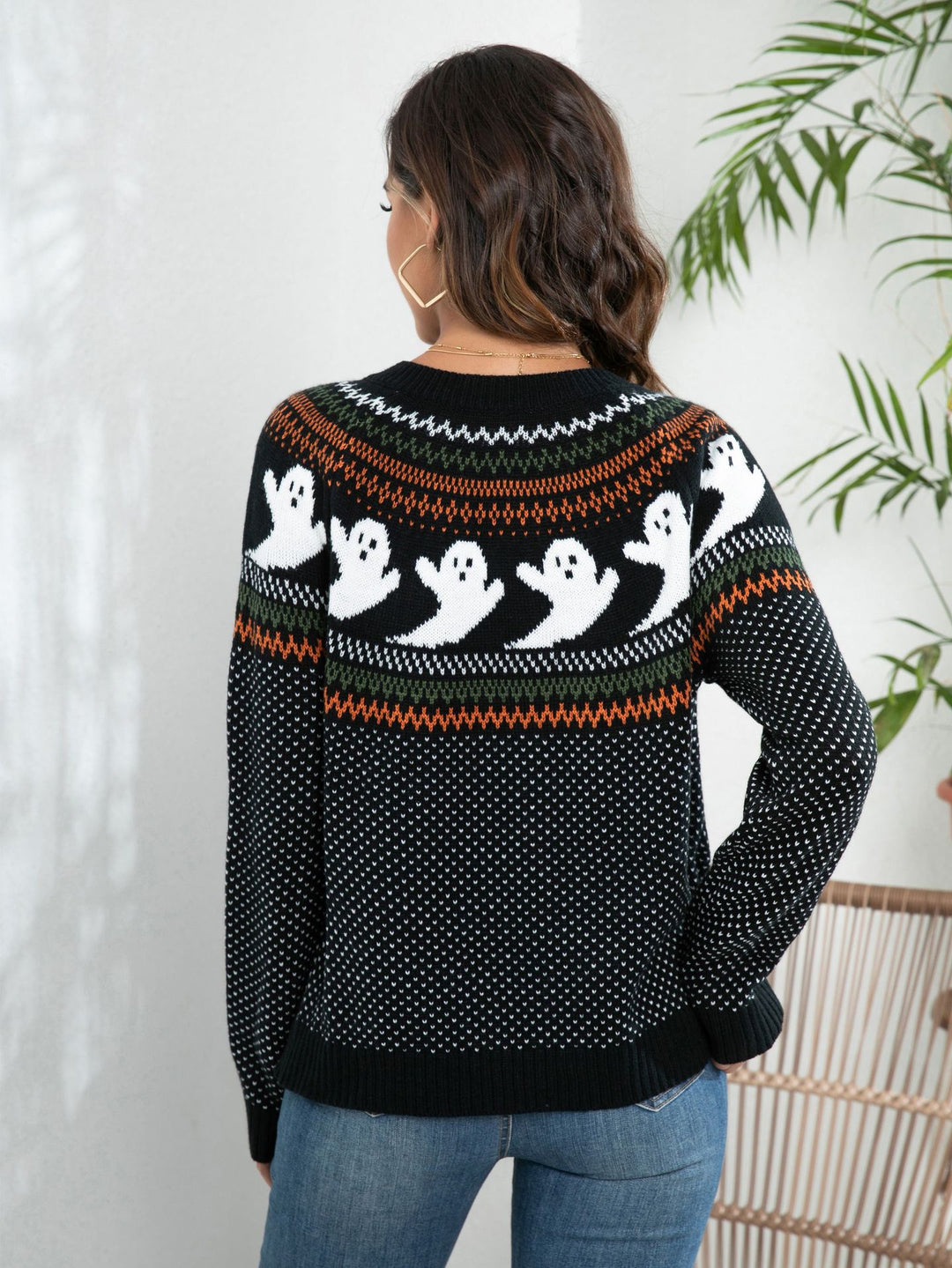Damen Gruseliges Strickpullover mit Totenkopf-Motiv und weichem Material Drune