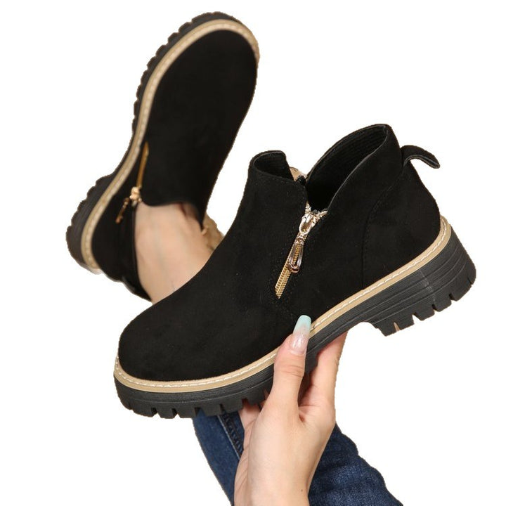 Damen Kurzschaft‑Stiefelette mit grober Profilsohle und seitlichem Reißverschluss Drune