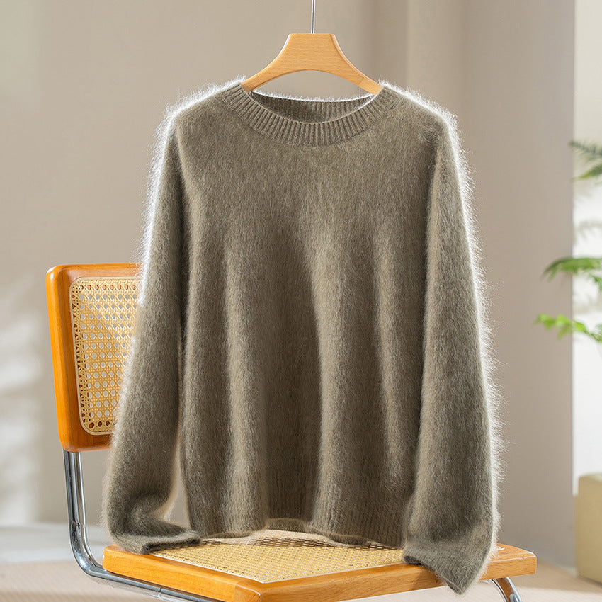 Damen Flauschiger Angora-Mix Rundhalspullover Drune