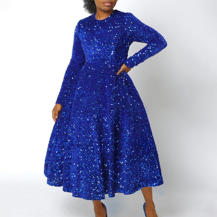 Damen Glitzerndes Abendkleid mit langem Schnitt und elegantem Design Drune