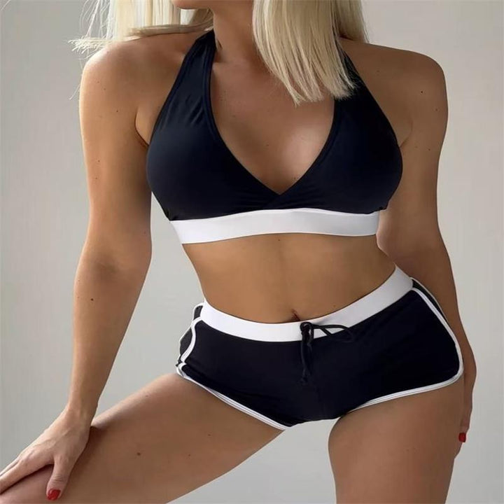 Damen Sport-Bikini-Set mit verstellbaren Trägern und hochgeschnittenen Shorts Drune