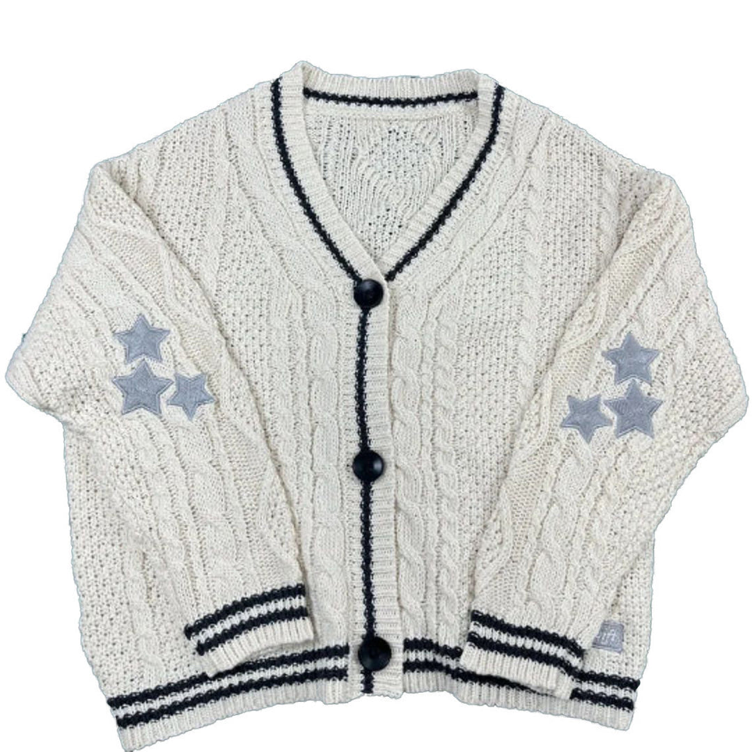 Damen Grobstrickjacke mit bedeutendem Zopfmuster und modischen Noten Drune