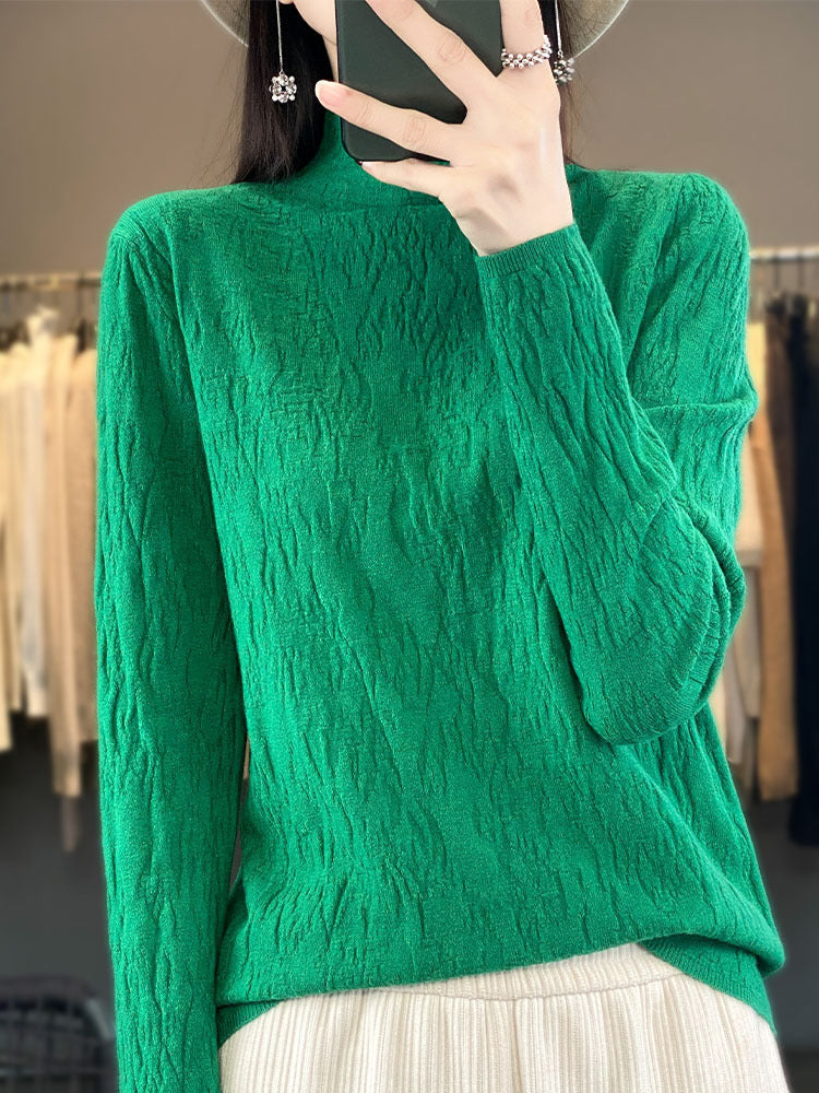 Damen Strukturierter Feinstrick-Pullover mit kurzem Stehkragen und Crinkle-Optik Drune